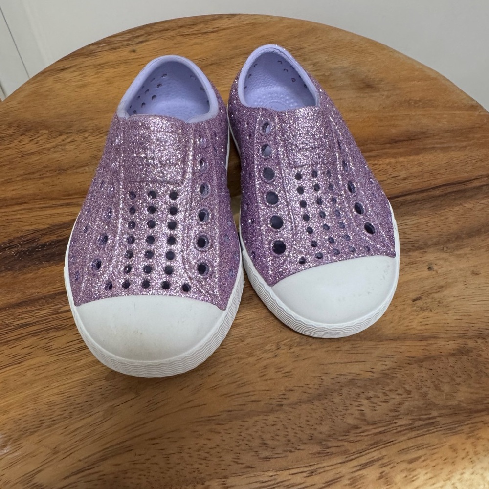 Native Jefferson Glitter Slip On Shoes Toddler Size C5 Purple Sparkle
